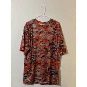 Badger Sport Men's Athletic T-Shirt Size XL, Orange Camo, Moisture Wicking